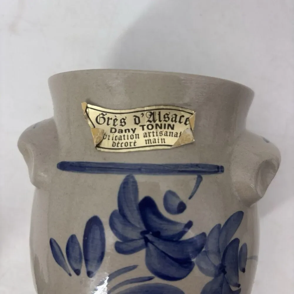 Vintage Gres d'Alsace Dany Tonin Salt Glaze Stoneware Creamer Pitcher Cobalt